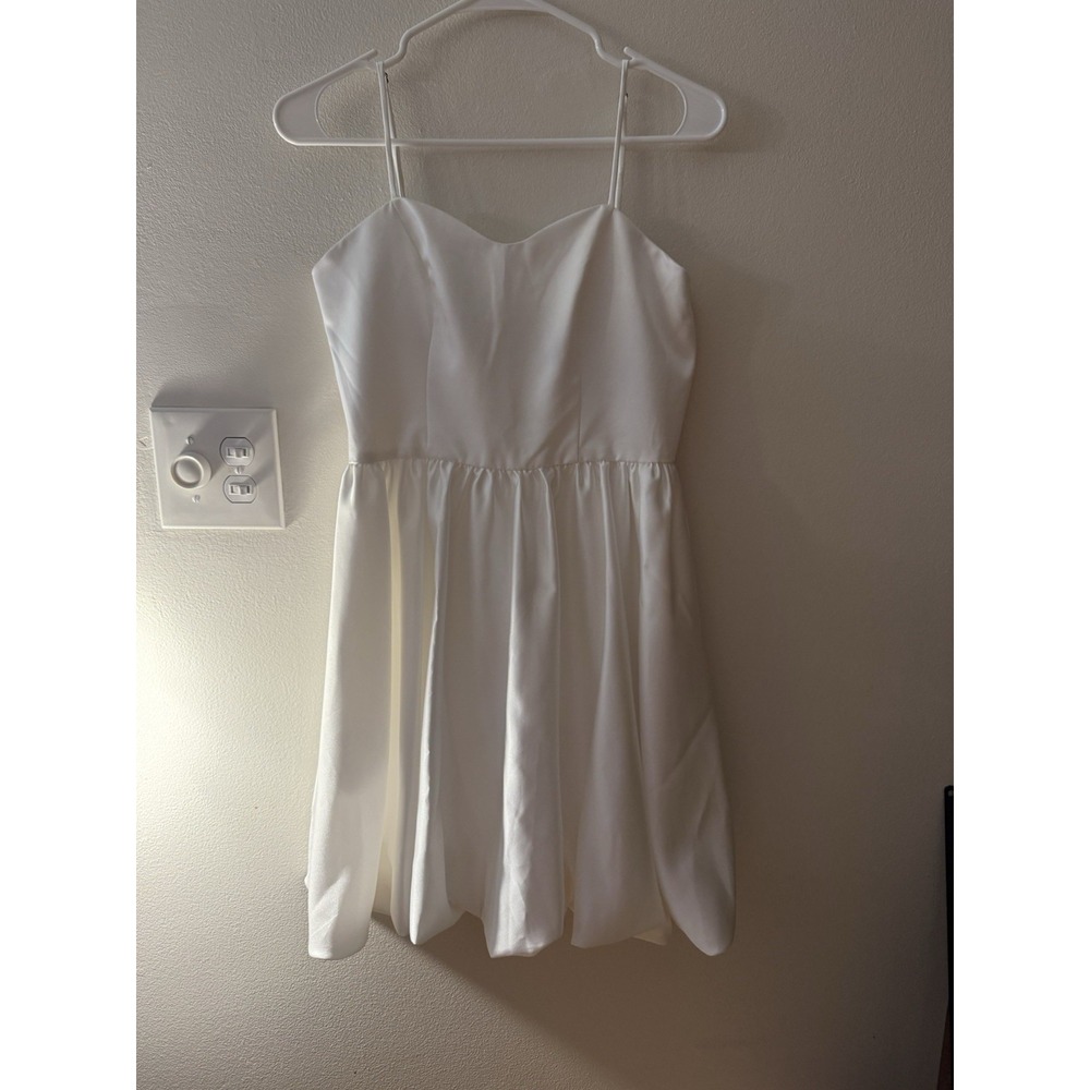 Jules And‎ Cleo White Satin Feel Mini Dress Women's Size 6 Bridal Shower NWT
